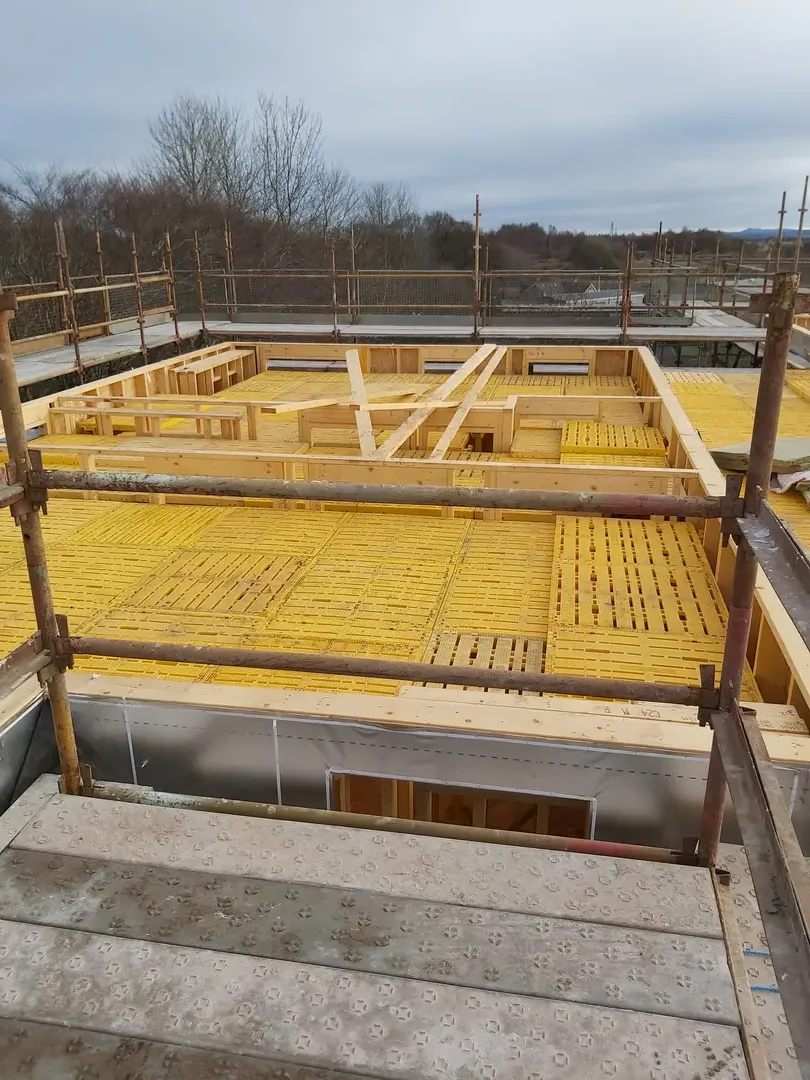 Timber floor joists installed during a new-build project
