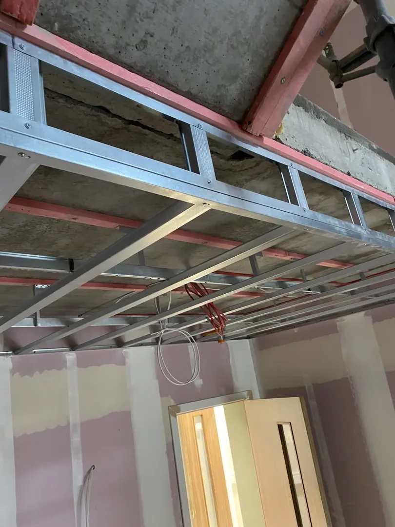 Ceiling framework installed before plasterboard finishing